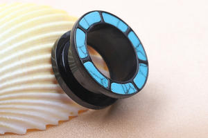 Edelstahl Tunnel Plug Ohrringe Piercing Schmuck Bunte Muschel Ohr stöpsel 14 Karat <span class=keywords><strong>Gold</strong></span> Fleisch Tunnel Messgeräte Expander - Product Image 6