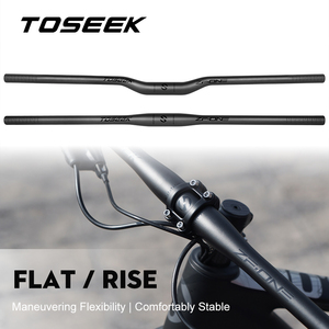 Guidon de vélo de montagne en <span class=keywords><strong>carbone</strong></span> TOSEEK T700, 31,8 mm, barre plate, barre large en <span class=keywords><strong>carbone</strong></span> absorbant les chocs, pour Enduro Trail Offroad MTB - Product Image 1