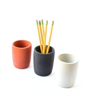 Coupe de crayon en béton minimaliste, bureau moderne, ensemble de bureau en ciment, décoration de bureau, porte-stylo