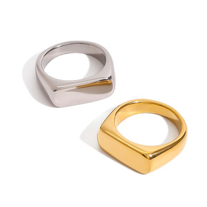 Yueli Geometric <b>Ring</b> 18K Gold Stainless Steel Unisex Fashion Jewelry Gift - Product Image 5