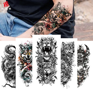 Pegatinas <span class=keywords><strong>de</strong></span> tatuaje temporal <span class=keywords><strong>de</strong></span> animales <span class=keywords><strong>de</strong></span> flor <span class=keywords><strong>de</strong></span> lobo impermeables, simulación <span class=keywords><strong>de</strong></span> <span class=keywords><strong>brazo</strong></span> completo y medio <span class=keywords><strong>brazo</strong></span> <span class=keywords><strong>para</strong></span> aplicación corporal <span class=keywords><strong>de</strong></span> hombres y mujeres - Product Image 2