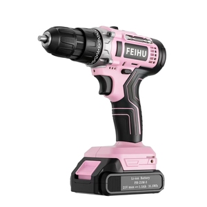 Feihu 20V แบตเตอรี่ลิเธียมไอออนไร้สายสีชมพูดอกสว่านแบบไม่มีกุญแจไขควงสำหรับซ่อมแซมและติดตั้งในบ้าน - Product Image 2