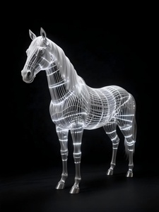 Sculpture de cheval en métal soudé grandeur nature 3D grillage Art Animal <span class=keywords><strong>jardin</strong></span> cour décoration de noël - Product Image 3