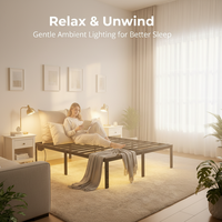 Vente directe usine : Cadre de lit simple en fer avec éclairage, idéal pour la location, lit en fer de 2 mètres pour chambre principale, lit simple