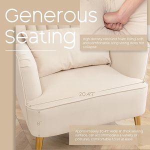 Living Room <strong>Wingback</strong> <strong>Arm</strong> <strong>Chair</strong> Modern Bedroom Sofa Velvet Upholstered Comfy Single Side Armchair Accent <strong>Chair</strong> With Pillow - Product Image 5