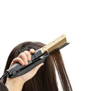 Peigne lisseur électrique doré professionnel pour salon, outil de coiffage pour cheveux secs et humides - Product Image 4