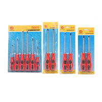 Combinaison de tournevis multifonctions pour la maison avec manche rouge noir Tournevis croisé pour réparation en stock