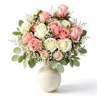 Bouquet de roses artificielles européennes modernes avec 10 têtes en soie - Décoration florale élégante pour mariage et maison