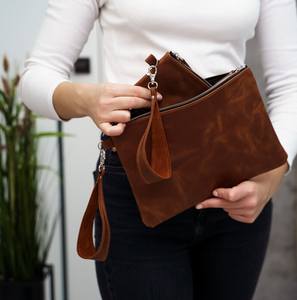 Качественная винтажная популярная однотонная дизайнерская косметичка-портмоне из искусственной кожи оптом - Product Image 3