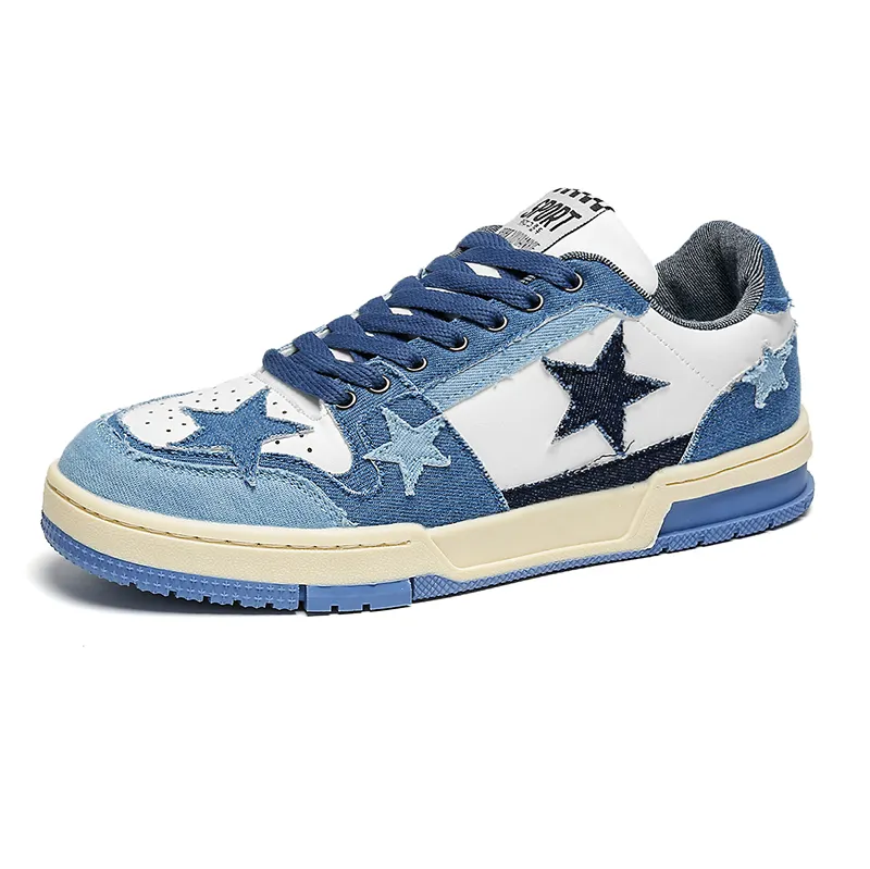 Ziitop Hot Design Vintage Old Washed Denim Star Casual Shoes Sport Shoes Customize Basketball Style Shoes For Men