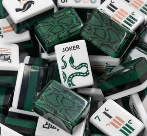 Modern Portable Plastic <b>White</b> Mahjong Tiles Set Printed Game Pieces with Green and Black Backs for <b>Table</b> Entertainment - Product Image 2