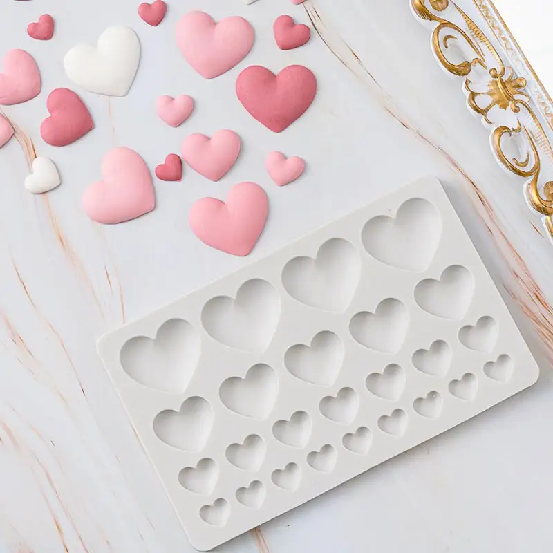 Atacado Chocolate Mold Silicone Fondant Candy Mold DIY Resina Mold Cake Candle Soap Making Heart Shape Cake Tools