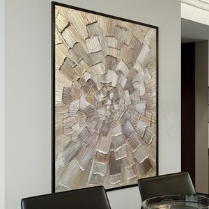 Hand Painted Oil Painting Geometric Gold Texture Abstract Art Metal <b>Frame</b> Entryway Sofa Background Decorative <b>Wall</b> Art - Product Image 2