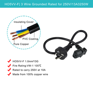 AU IEC C13 <b>Power</b> Cord, Australian 3 Pin Plug to 90 Degree C13 Female, AC Mains <b>Cable</b> for Household Equipment, Safe Connection - Product Image 2