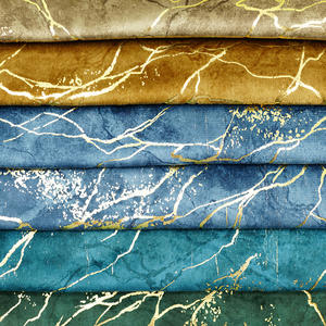 Produsen Kain Pelapis Mewah Rolay 100% Poliester Bergaris dengan Cetakan Foil Emas Kain Beludru untuk Gorden - Product Image 5