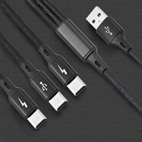 3in1 USB C/trois têtes de type C Câble 3 en 1 Multi USB Charging court Travel Size Cord pour Samsung Android pour Smartphones
