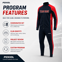 Ensemble de survêtement de football personnalisé avec veste zippée intégrale et pantalon fuselé pour clubs, académies et acheteurs de vêtements d'équipe en marque blanche