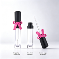 Tubes de gloss à lèvres vides uniques et mignons avec nœud et capuchon papillon, 8 ml, en plastique, pour emballage de gloss