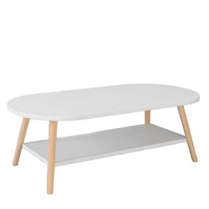 Table basse de style nordique, plateau ovale en bois avec étagère de rangement, pour salon, table d'appoint, design minimaliste moderne - Product Image 5