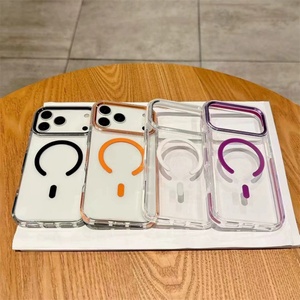 Funda Magnética Transparente para iPhone 17 Pro Max con Borde de TPU Antideslizante de Color y Lente Metálica - Product Image 2