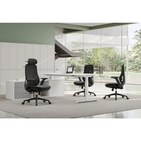 Chaise de bureau ergonomique en maille avec accoudoirs réglables, base en mousse, inclinable et pivotante avec appui-tête, pour bureau à domicile, vente directe usine, MOQ 5