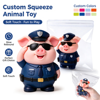 Jouet Squishy en Silicone Qualité Alimentaire Cochon Policier Mignon, Anti-stress Personnalisable avec Logo, Cadeau de Fête