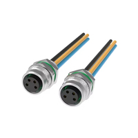 Conector Industrial M8 de 4 Pines para Montaje en Panel, Código A, IP67, Impermeable, Hembra, con Arnés de Cables
