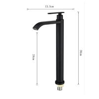 Robinet de lavabo cascade noir mat en acier inoxydable SUS304, eau froide uniquement, à poser sur comptoir