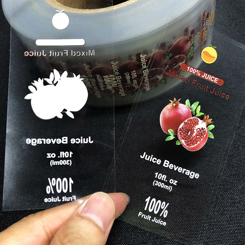 Custom Vinyl Clear Transparent Label Sticker Matte Beverage Water Juice