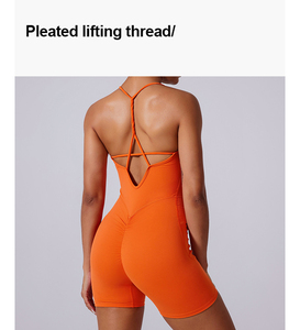 ชุดบอดี้สูทออกกำลังกายสำหรับผู้หญิงแบบใหม่ ลายสก็อต กันน้ำ ผ้ายืดสแปนเด็กซ์/โพลีเอสเตอร์ กางเกงขาสั้นโยคะ สายรัดเอว ชุดออกกำลังกายแบบจั๊มสูท - Product Image 4