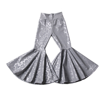 Meilleure vente Vêtements pour enfants Cheetah imprimé léopard Tissu en cuir métallique Taille haute Mode pour filles Bas Bell