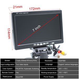 Véhicule utilitaire TV de voiture de 7 pouces avec écran LCD inversé à l'arrière, moniteur audio et vidéo de voiture de remorque de boîte de camion de voiture - Product Image 5