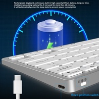Ensemble clavier et souris sans fil 2,4 G BT rechargeable, mini clavier multimédia et souris pour ordinateur portable PC
