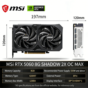 NUEVA Tarjeta Gráfica MSI GeForce RTX 5060 8GB SHADOW 2X OC MAX, Componentes para Computadora de Juegos de Escritorio, <span class=keywords><strong>en</strong></span> Stock - Product Image 3