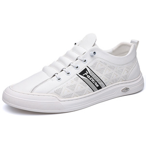 Baskets blanches respirantes perforées à talon bas pour hommes, chaussures décontractées avec semelle extérieure en caoutchouc et semelle intermédiaire en EVA, design tendance, origine Wenzhou - Product Image 5