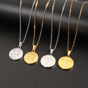 Collar con colgante de brújula de joyería Punk a prueba de agua, collares con colgante de ala de Ángel con flor de lirio de Medusa de acero inoxidable - Product Image 2