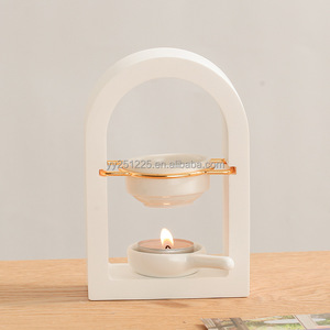 Minimalistische boogvormige wierookbrander met theelichtje |   Moderne keramische aromabrander voor thuis & studio - Herfstseizoen - Product Image 3