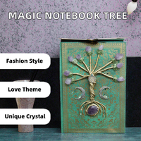 Carnet de notes en cristal d'améthyste naturelle SCJ, Grimoire de fleurs d'améthyste, Journal de sorcière, Livre de magie