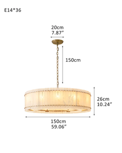 Customized Antique Brass Chandelier, Art Copper <strong>Alabster</strong> Shade Luxury Villa Foyer Pendant Light Project Design - Product Image 5