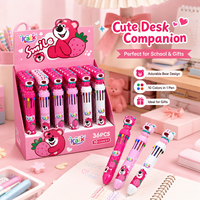 Stylo Gel Multicolore KAIX Ours Mignon avec Logo Personnalisé, 10 Couleurs, Embout en PVC Souple, Lot de 36 Pièces pour Récompenses Scolaires