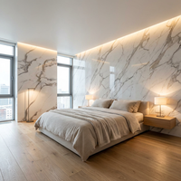 Revêtement mural intérieur pour villa de luxe, plaque de marbre PVC haute brillance, panneau SPC UV avec texture marbre