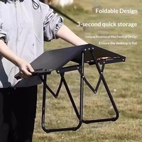 Table pliante rectangulaire en acier au carbone pour l'extérieur, multifonctionnelle, IGT, tactique, glamping, portable, ensemble table-chaise pour pique-nique et camping