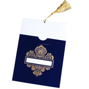 Online Wholesale Cheap Navy Blue Velvet Pocket Wedding Invitations and stocked Suede invitation cards