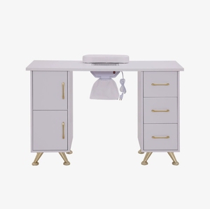 Mesa de Manicura Moderna de Lujo con Colector de Polvo, Juego de Mesa y Silla Doble de Madera para Salón de Belleza, Diseño para Sala de Estar - Product Image 4