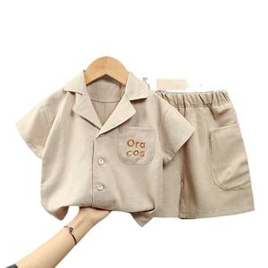 Ensemble décontracté deux pièces pour garçons, nouveau pour l'été, veste à revers à manches courtes confortable et <span class=keywords><strong>short</strong></span> pour vêtements pour enfants - Product Image 6