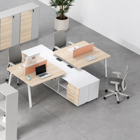 Bureau de travail en banc pour employés LEADCOM G-FN624B, bureau de direction écologique E0 avec armoire de rangement intégrée