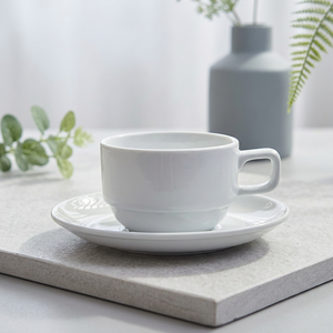 LIVEFUN Simple Custom Logo Porcelain Mugs Tray Handgrip Microwave Dishwasher Safe Blank Promotional Coffee Business Gifts - Product Image 1