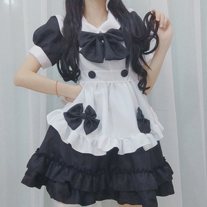 Tenue de serveuse Lolita Sweet Maid noire à manches courtes en polyester tissé pour femme - Product Image 3