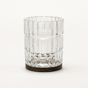 Juego de Vasos de Vidrio Transparente Acanalado de Primera Calidad con Detalles de Madera, Dispensador de Loción de 6 Piezas, Vaso, Jabonera, Tarro para Toallitas, Portacepillos de Dientes, Bandeja - Product Image 5