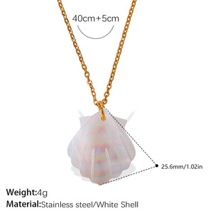 Collier en acier inoxydable style plage océanique avec étoile de mer, hippocampe et petits animaux, coquillage blanc, bijoux DIY pour femme - Product Image 5